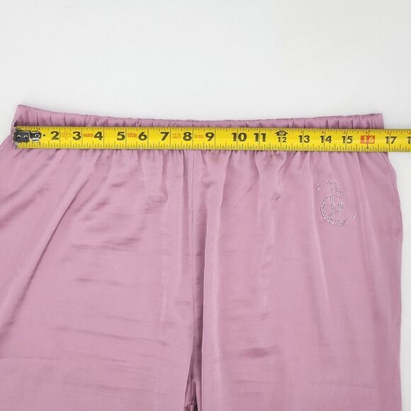 Juicy Couture Satin Pajamas Pants Womens XL Rhinestone Bling Y2K Retro Pastel - Picture 5 of 9